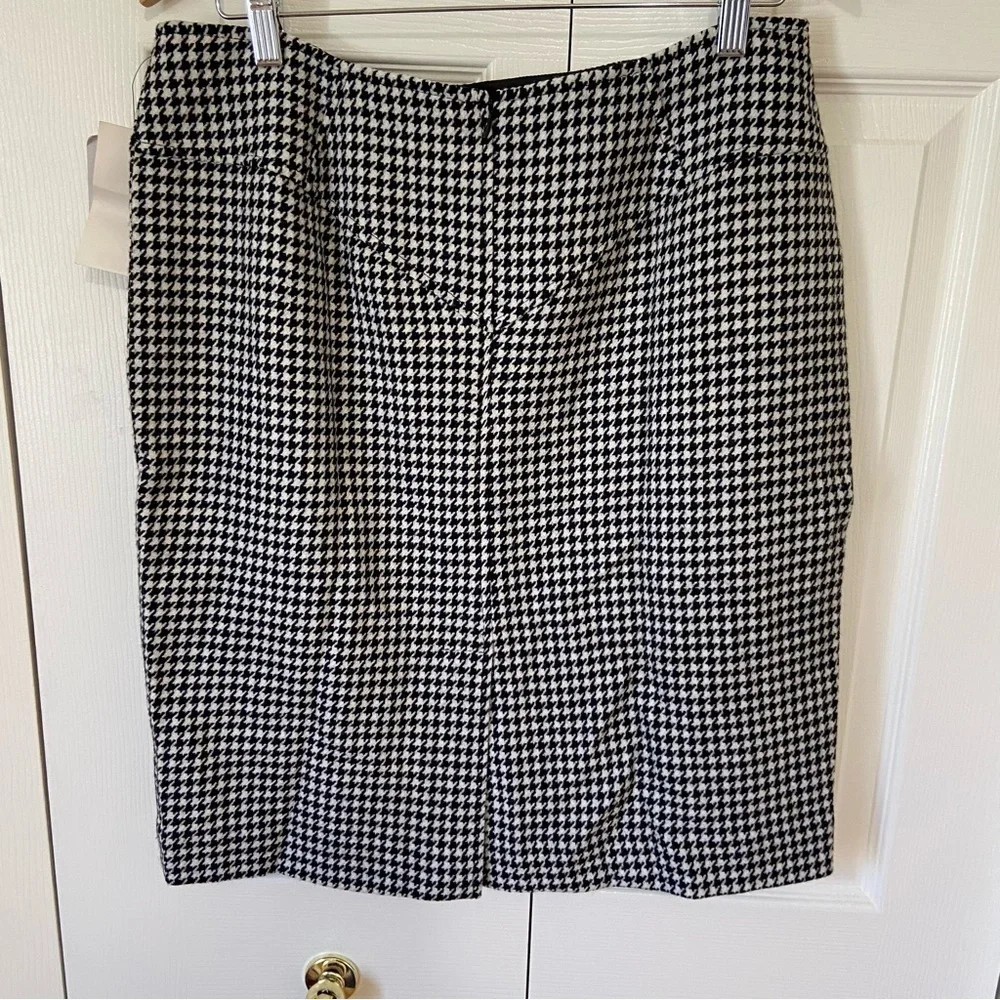 NWT Houndstooth Wool Blend Black and White Skirt Size 12 - Picture 4 of 10